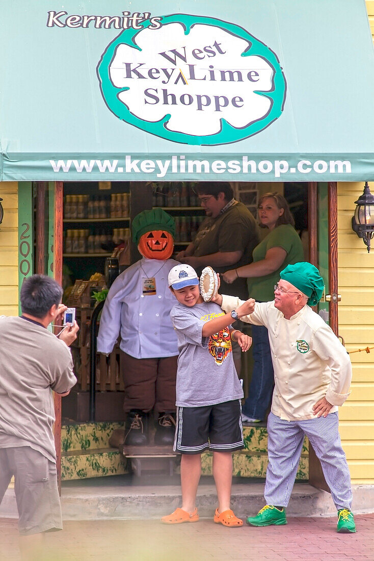 Impression in front of Key West Lime Shoppe, a famous Key Lime Pie producer, Key West, Florida Keys, USA