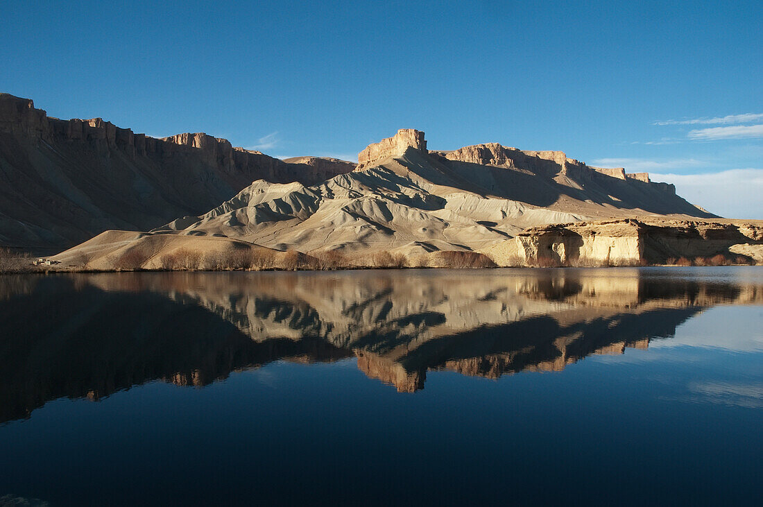 Hindu Kush mountains reflections in Band-i-Haibat (Dam of Awe), Band-i-Amir, Bamian Province, Afghanistan