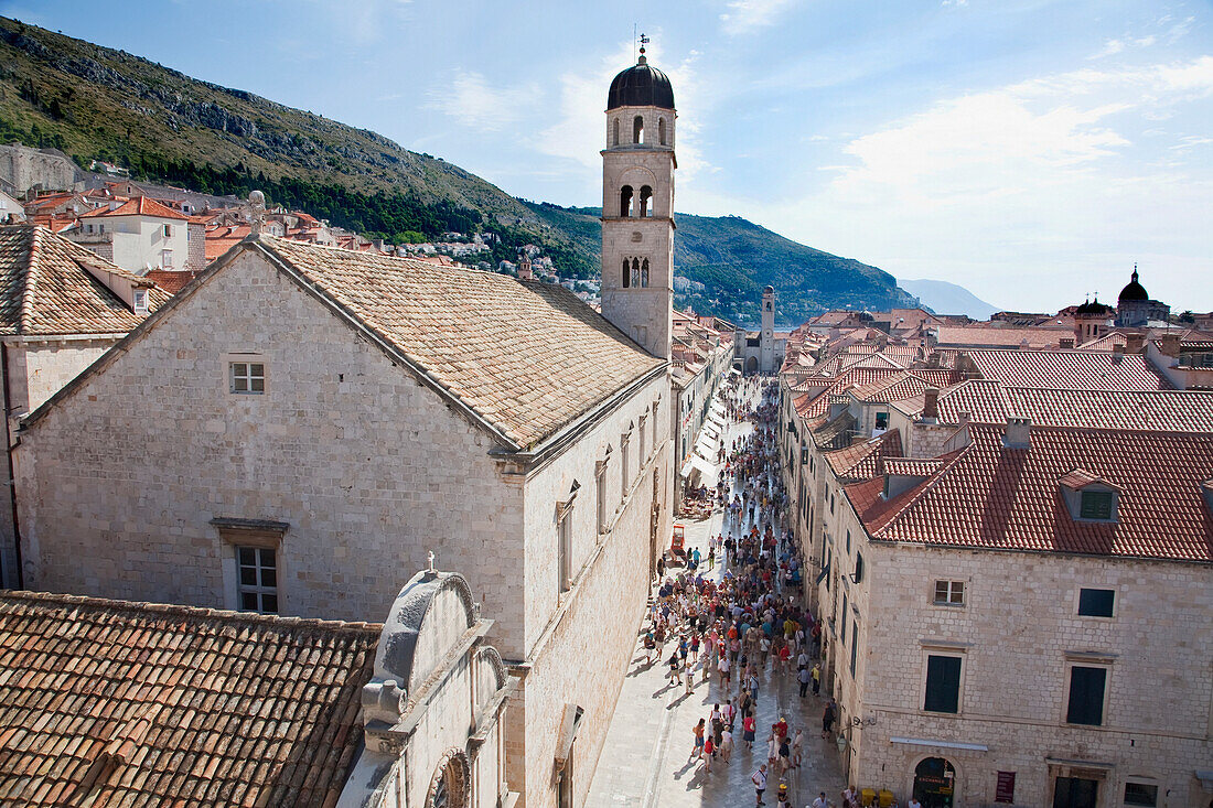 People at Sigurata Church from the City Walls, Dubrovnik, Dubrovnik-Neretva, Croatia