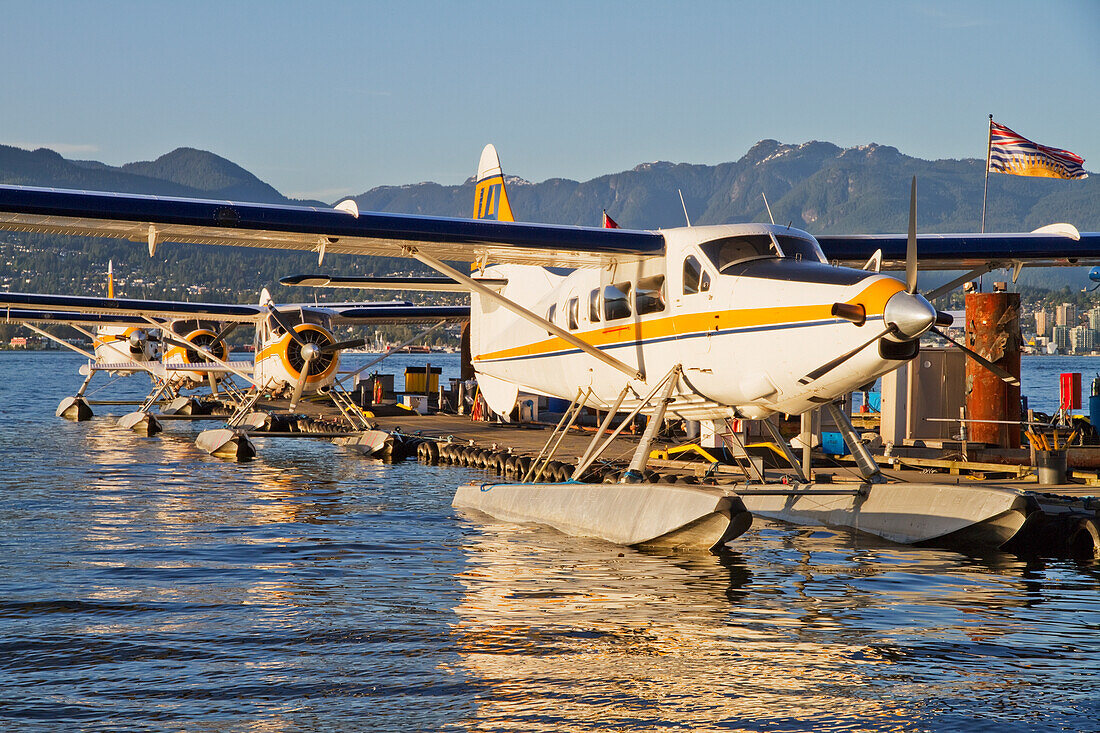 Harbour Air floatplanes at Vancouver Harbour Water Airport, Vancouver, British Columbia, Canada
