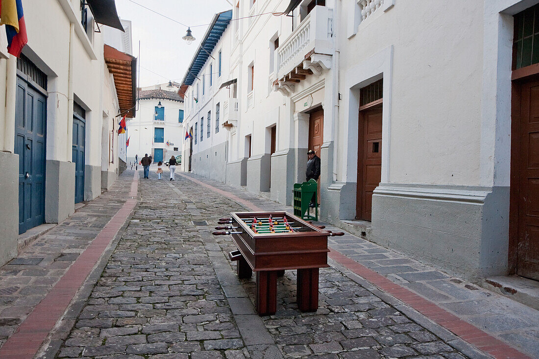 Fussball table on Calle La Ronda, Quito, Pichincha, Ecuador