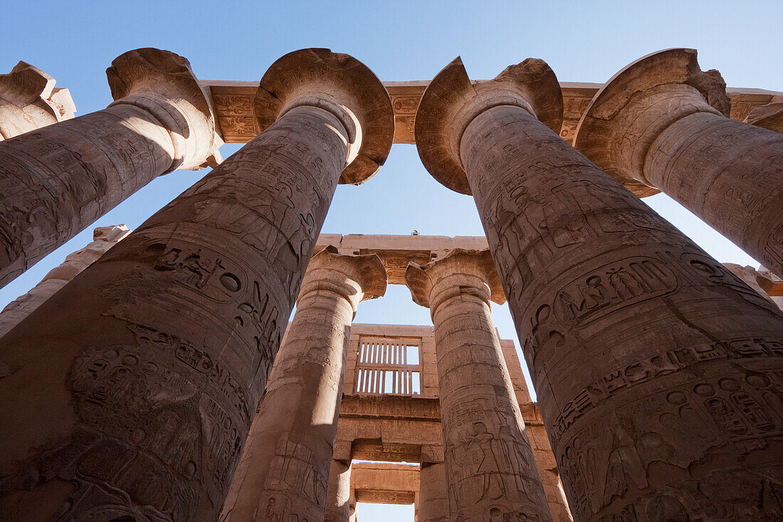 Columns of the Great Hypostyle Hall of the Temple of Amun in the Karnak Temple Complex, Luxor, Qina, Egypt