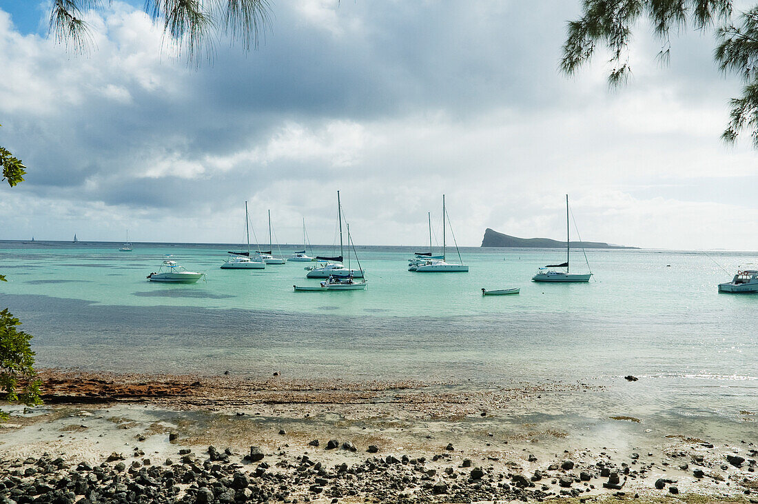 Pleasure boats by Cap Malheureux, Mauritius