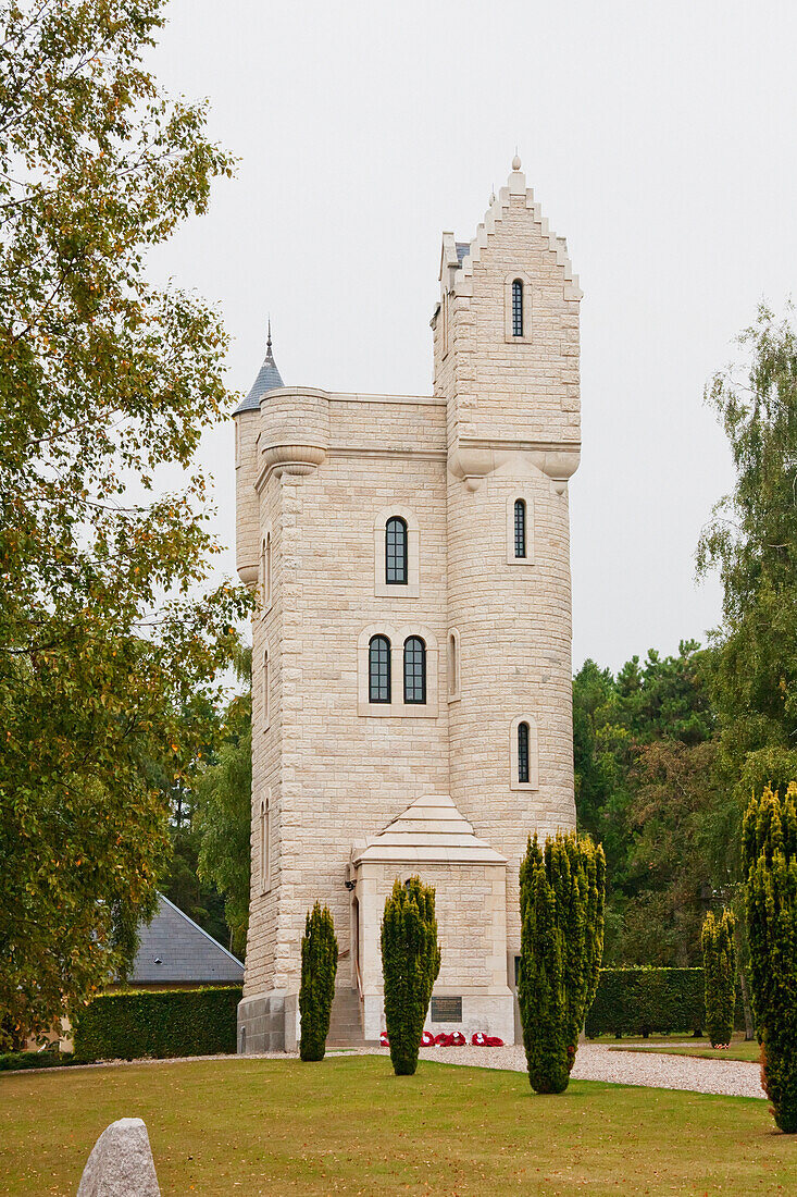 Ulster Tower, an exact replica of the tower on Lady Helen Dufferin's property at Clnboye, Northern Ireland, where the Irish Division underwent its training before the Battle of the Somme, Thiepval, Somme, France