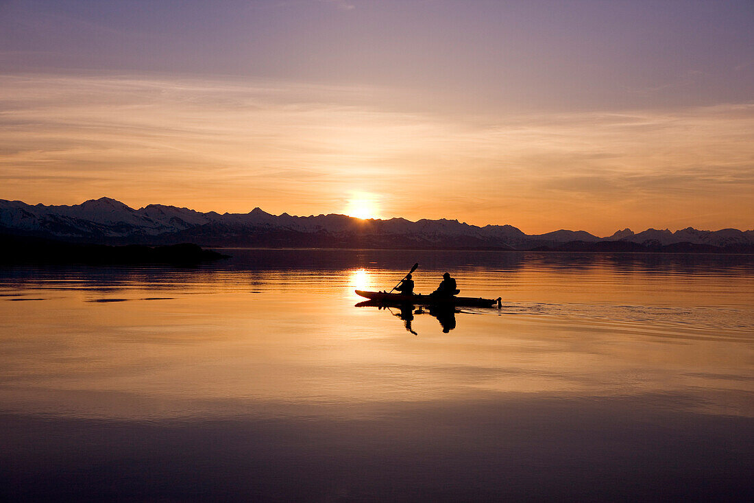 Alaska, Juneau, Favorite Passage. Kayaking through beautiful mountain ranges as the sunsets.