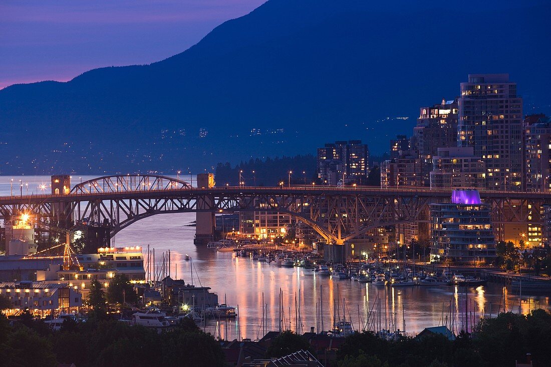 BURRARD STREET BRIDGE FALSE CREEK VANCOUVER SKYLINE BRITISH COLUMBIA CANADA