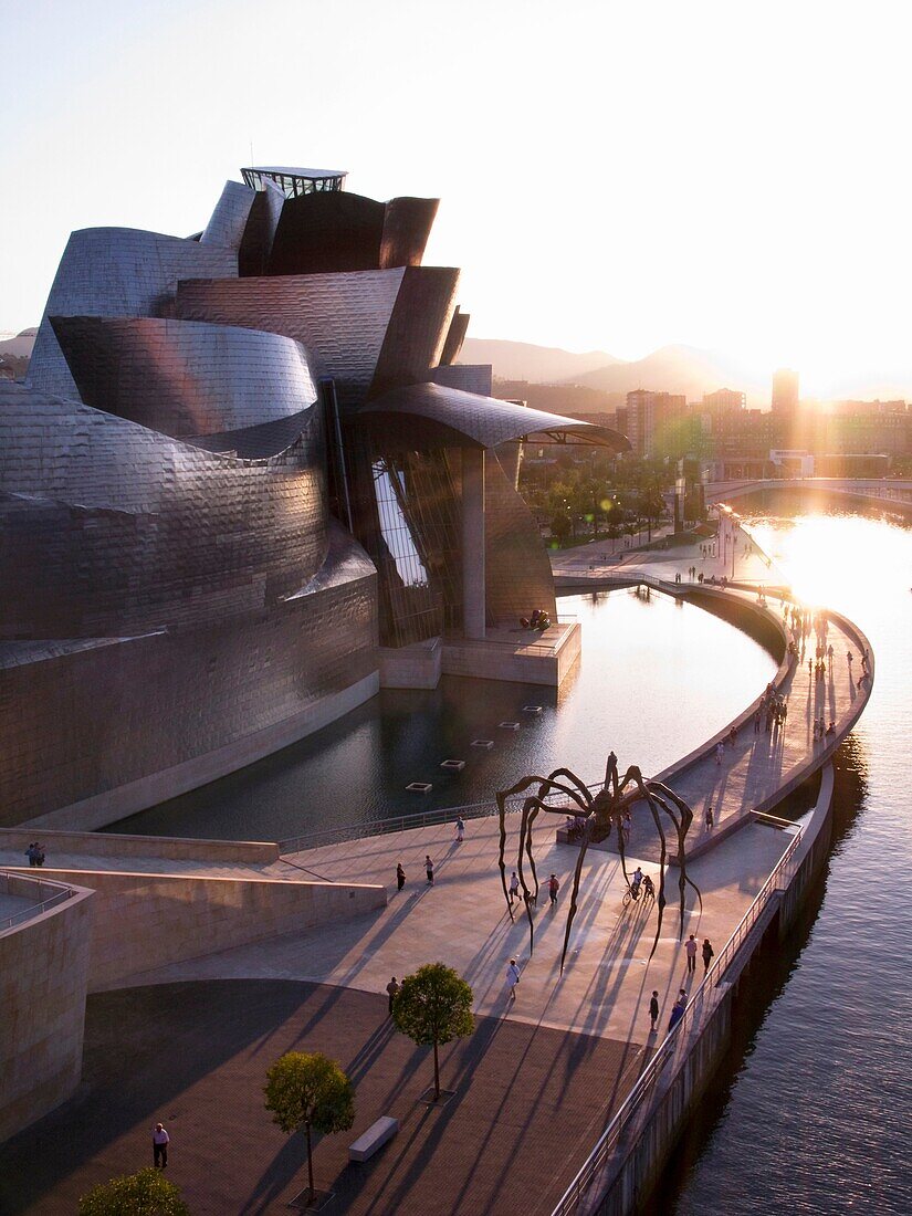 GUGGENHEIM MUSEUM OF MODERN ART NERVION RIVER BILBAO BASQUE COUNTRY SPAIN