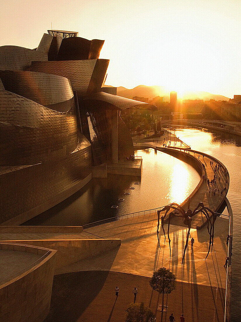 GUGGENHEIM MUSEUM OF MODERN ART NERVION RIVER BILBAO BASQUE COUNTRY SPAIN