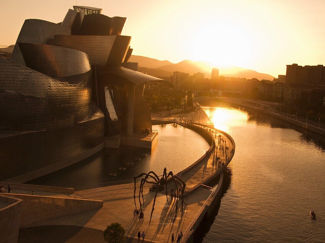 GUGGENHEIM MUSEUM OF MODERN ART NERVION RIVER BILBAO BASQUE COUNTRY SPAIN