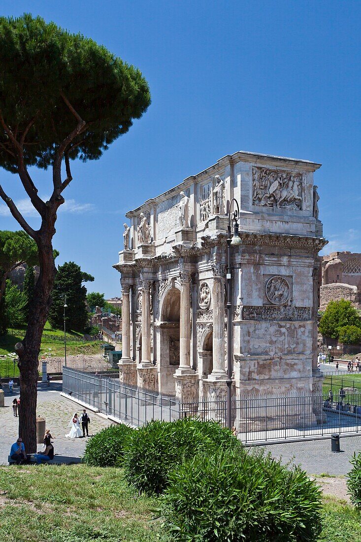 The Arch of Constantine near the Coliseum in Rome, Italy