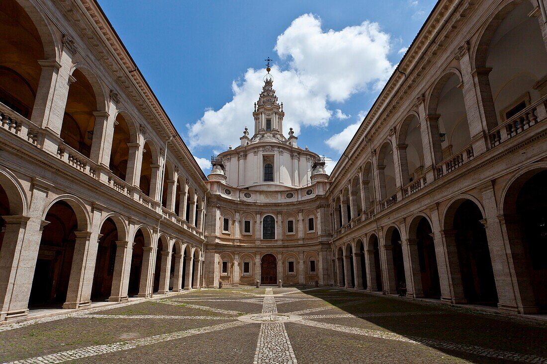 The courtyard of the church of Sant´ivo alla Sapienza in Rome, Italy