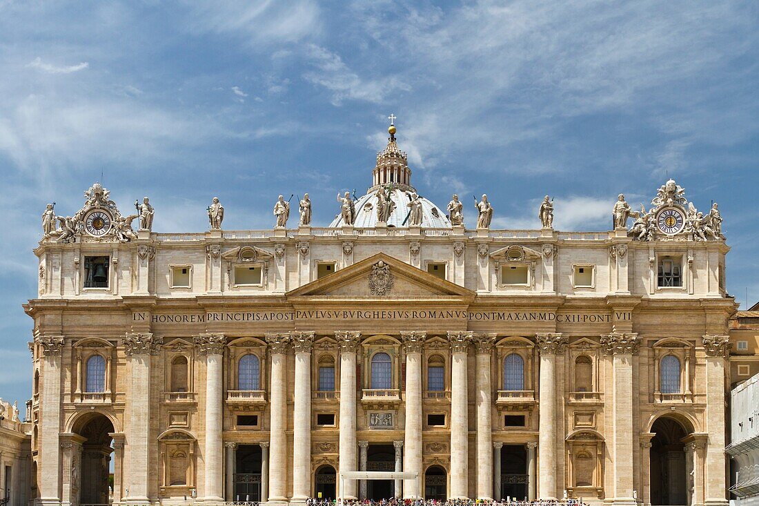 Architecture and buildings of St  Peters Basilica at the Vatican in Rome, Italy