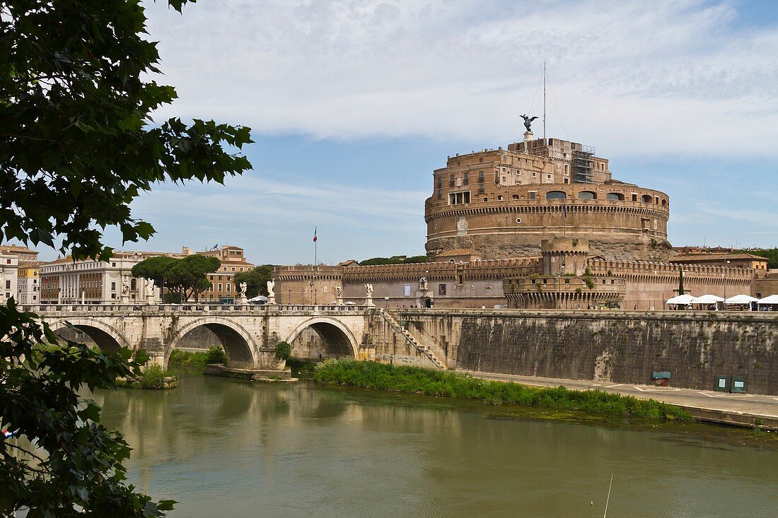 The Tevere River and the Castle of St  Angelo in Rome, Italy