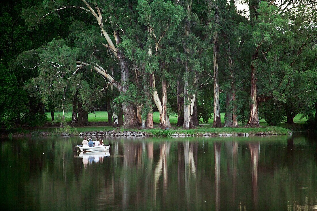 People fishing at a lake in estancia La Paz, Cordoba Province, Argentina