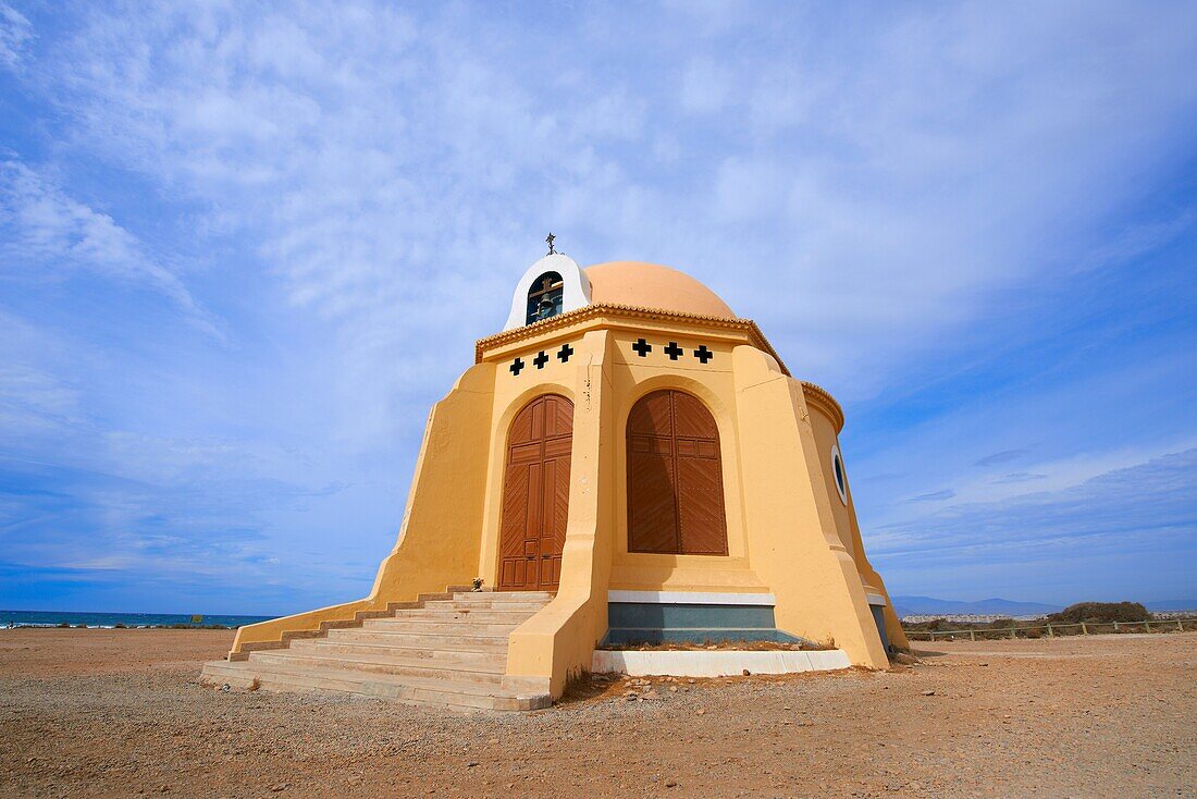 Cabo de Gata, Torre García chapel, Torre García Beach, Cabo de Gata-Nijar Natural Park, Biosphere Reserve, Almeria province, Andalucia, Spain  Europe