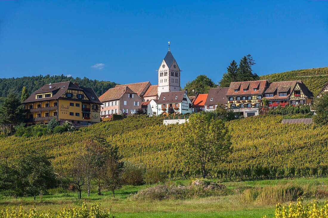 architecture, Bas-Rhin, blue, building, city, cityscape, color image, copy space, day, Europe, France, horizontal, house, idyll, idyllic, itterswiller, outdoors, picturesque, scenic, sky, town, village, Wine Route, V04-1818576, AGEFOTOSTOCK