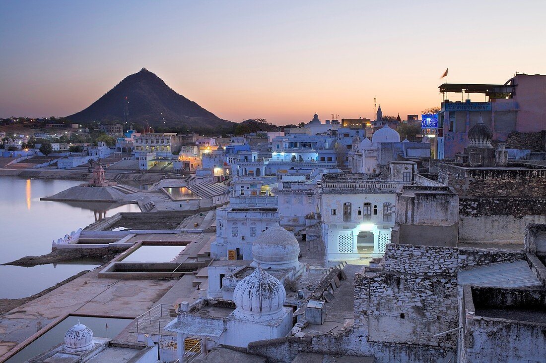 The holy lake and the village of Pushkar,pushkar, Rajasthan, india