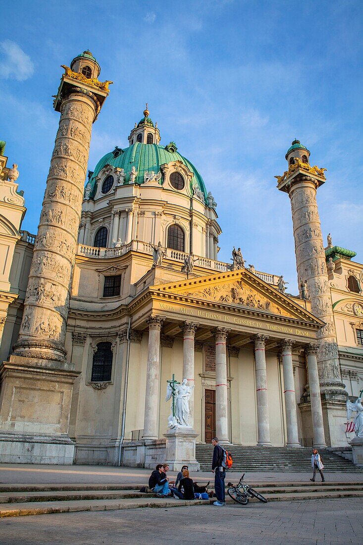 Karlskirche, St  Charles Borromeo church by Fischer von Erlach in Karlsplatz, Vienna, Austria, Europe