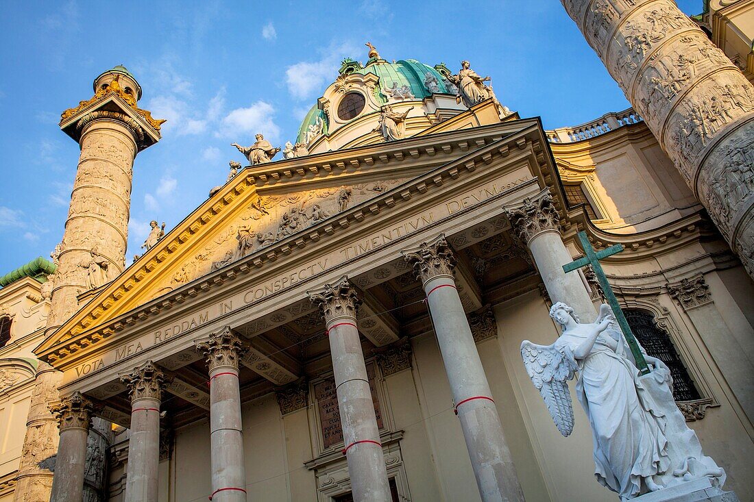 Karlskirche, St  Charles Borromeo church by Fischer von Erlach in Karlsplatz, Vienna, Austria, Europe