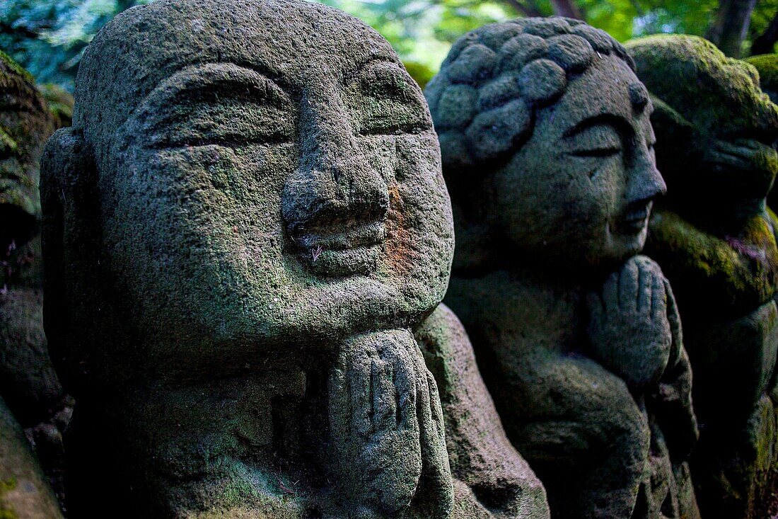 Stone staues at Otagi Nenbutsu ji Temple, Arashiyama Sagano area,Kyoto  Kansai, Japan