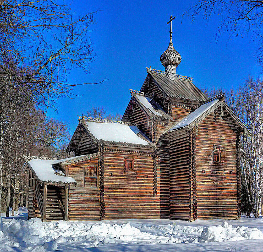 Church of St  Nicholas 1642, Museum of wooden architecture Vitoslavlicy, Veliky Novgorod, Novgorod region, Russia