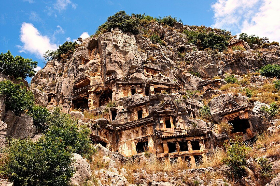 Pictures & images of the ancient Lycian rock cut tombs town of Myra, Anatolia, Turkey
