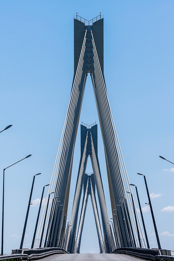 Cable-stayed bridge over Oka river in Russia