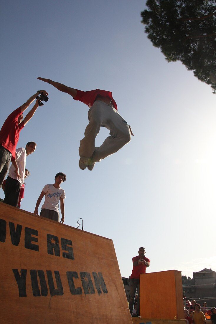 21 Oct 2012 sports and street games day on via dei fori imperiali road near the colosseum in rome italy