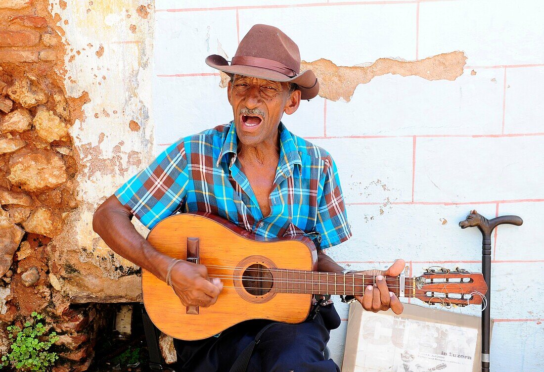 Cuba Man playing music in Trinidad,Sancti Spiritus Province,Cuba