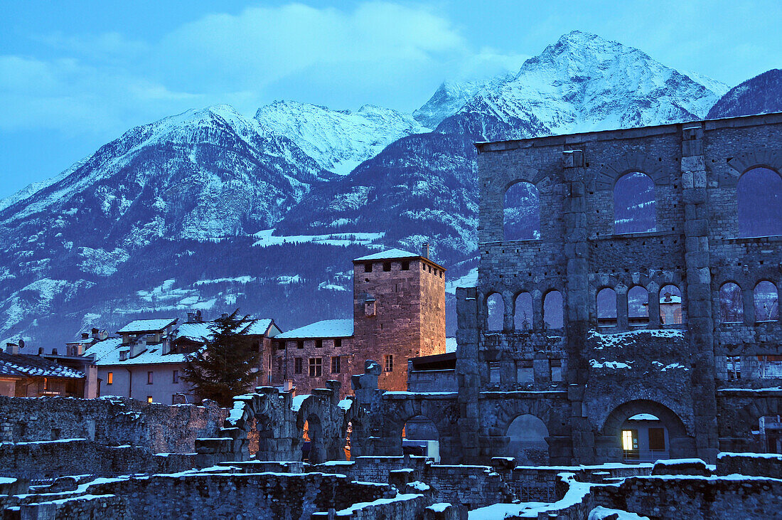 römische Ausgrabungen in Aosta, Aostatal, Nord-Italien, Italien