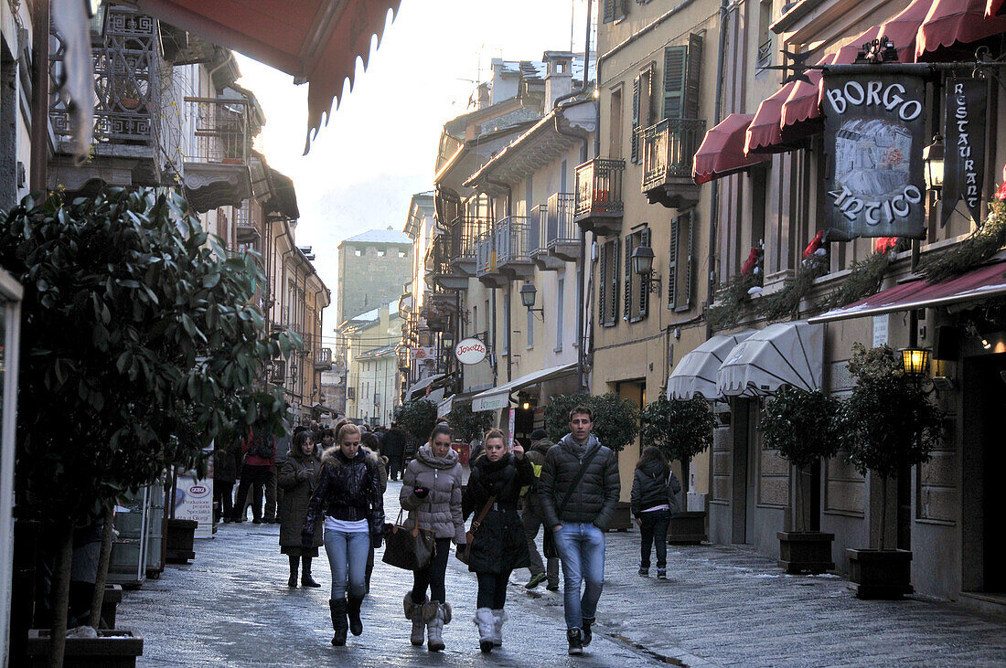 Alley in Aosta, Aosta Valley, Italy