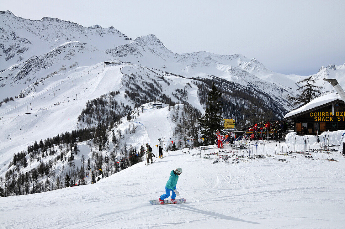 In the ski resort over Courmayeur, Aosta Valley, Italy