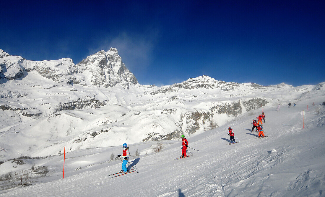 Ski resort Breuil-Cervinia with Matterhorn, Aosta Valley, Italy