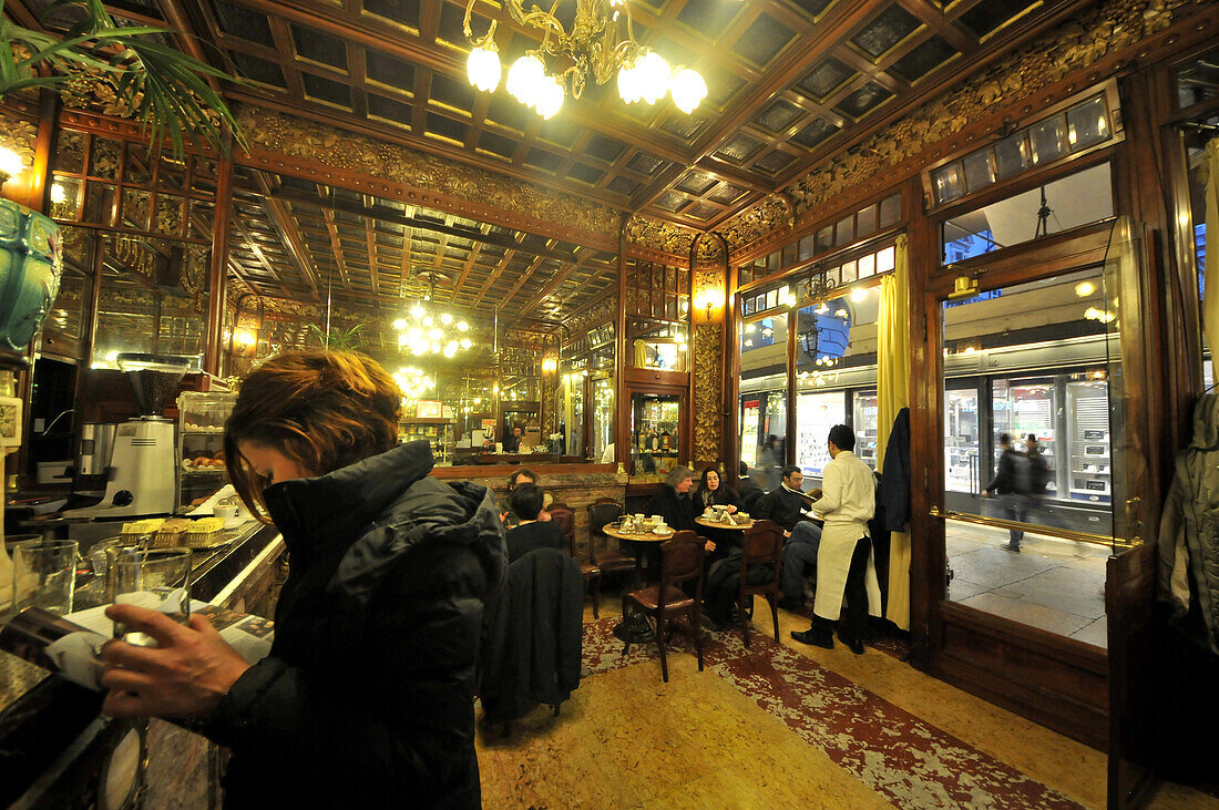 Interior view of Cafe Mulassano, Turin, Piedmont, Italy