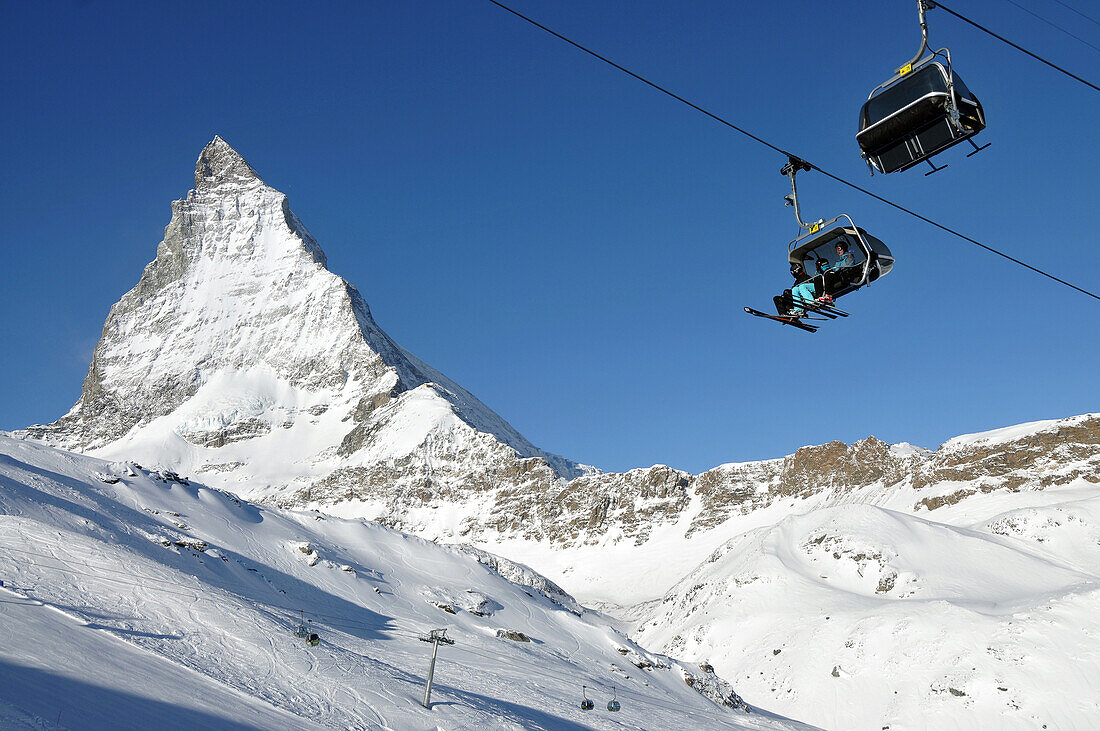 am Trockenen Steg am Theodulgletscher, Skigebiet Zermatt mit Matterhorn, Wallis, Schweiz