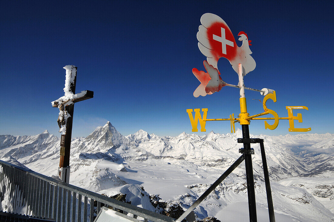 On the little Matterhorn, view to Matterhorn, Zermatt ski resort, Valais, Switzerland