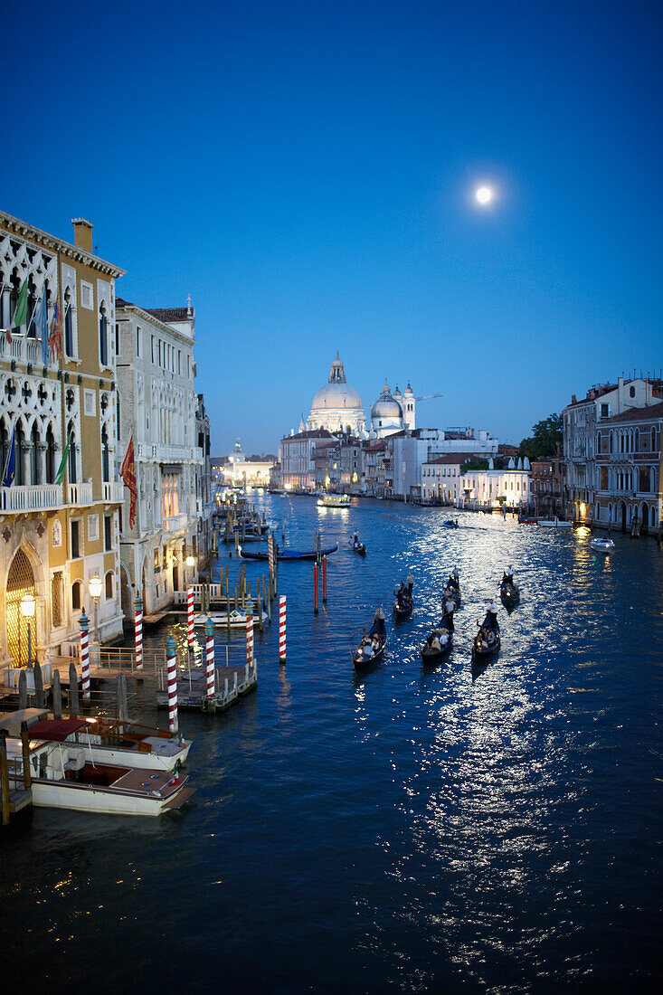 Gondoliers near Ponte dell'Accademia bridge, Canal Grande, Venice, Italy