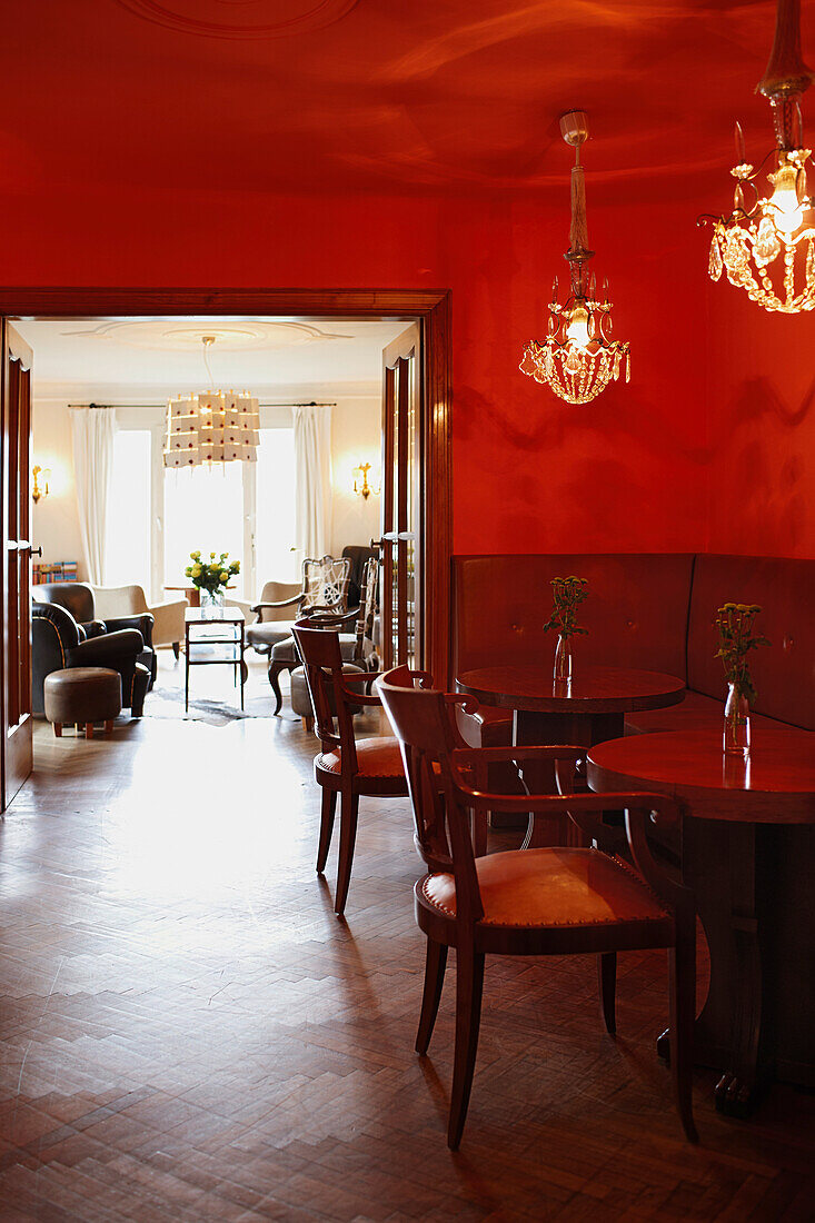 The Red salon in Hotel Haus Hirt, Bad Gastein, St. Johann im Pongau, Salzburg, Austria