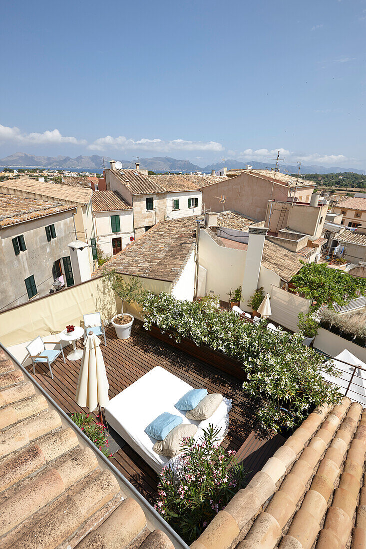 Roof deck of Apartment Safo, Design Hotel Cas Ferrer Nou Hotelet, Carrer Pou Nou 1, Alcudia, Mallorca, Balearic Islands, Spain