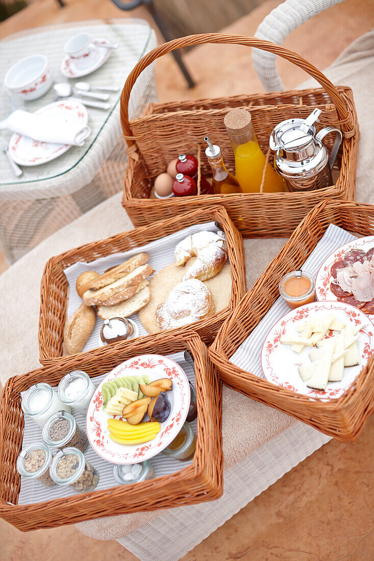 Breakfast basket as room service, Hotel Cap Rocat, Ctra. d'enderrocat, s/n, 07609 Cala Blava, Mallorca, Balearic Islands, Spain