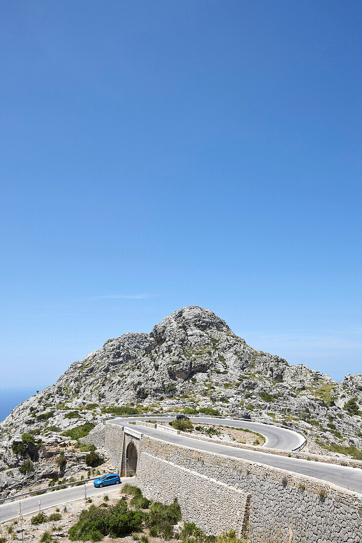 Die Schlange, Strasse nach Sa Calobra, Brücke heisst Nus de sa Corbata, Krawattenknoten, MA-2141, Tramuntana Gebirge, Mallorca, Balearen, Spanien