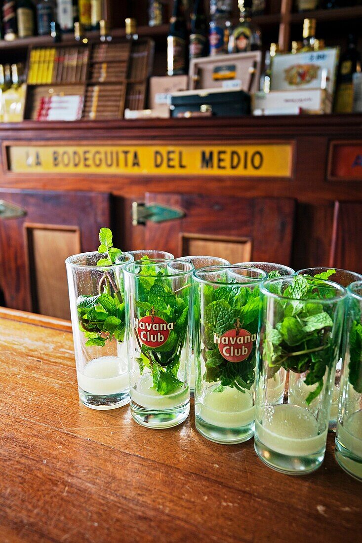 La Bodeguita del Medio, a bar in Old Havana Habana Vieja popularized by Ernest Hemingway  Havana Vieja District, Havana, Cuba.