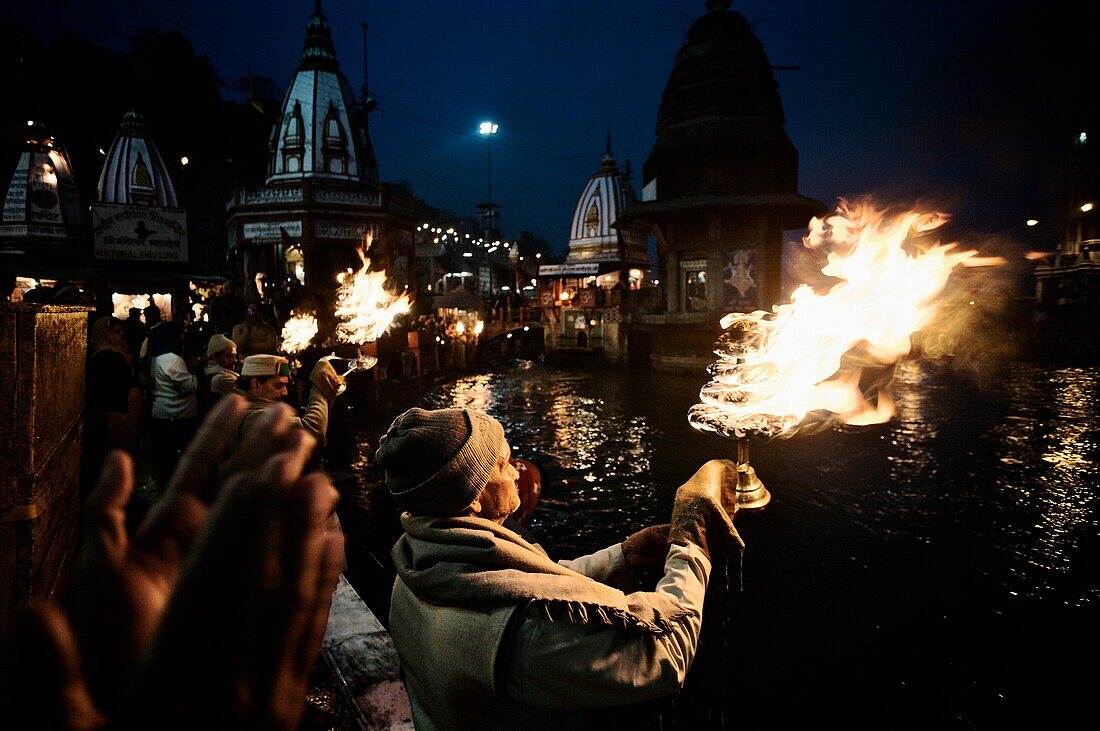 Ganga Aarti ceremony, Haridwar  Ganges river, Uttaranchal, India.