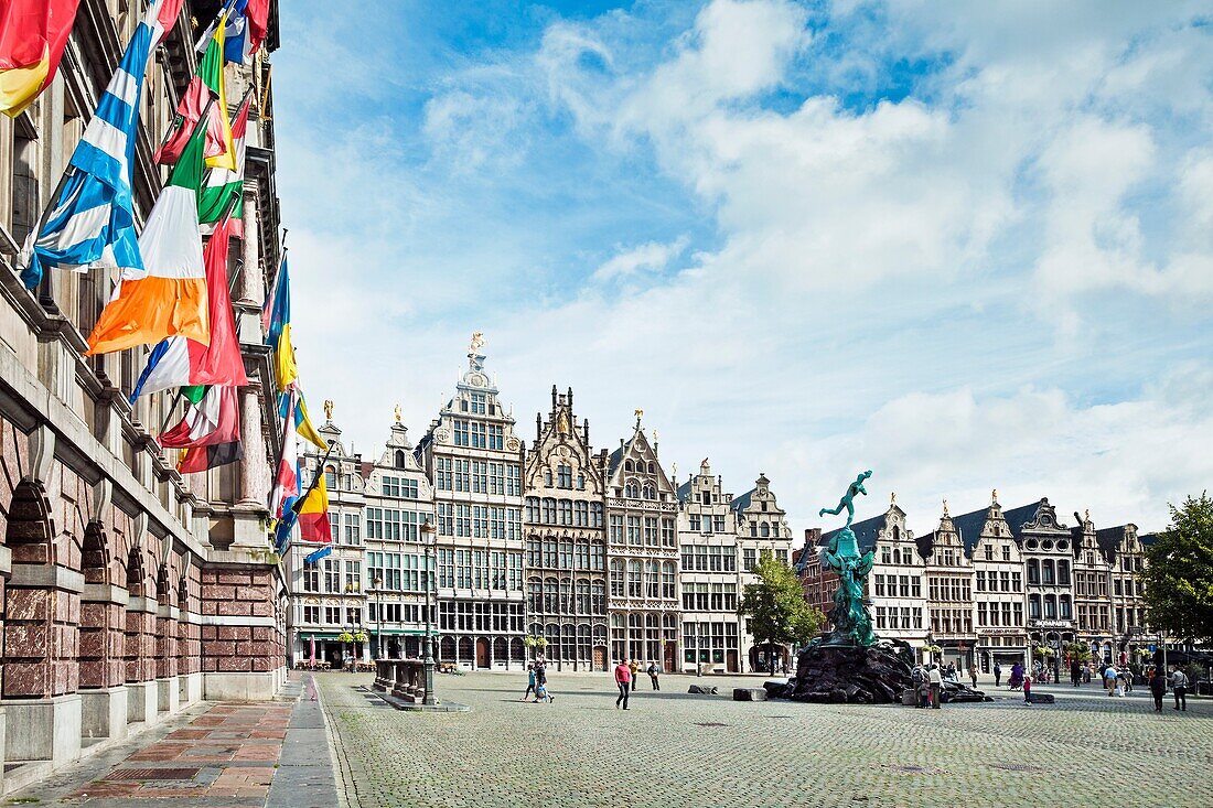 Stadhuis or City Hall in Grote Markt, Antwerp, Flanders, Belgium.