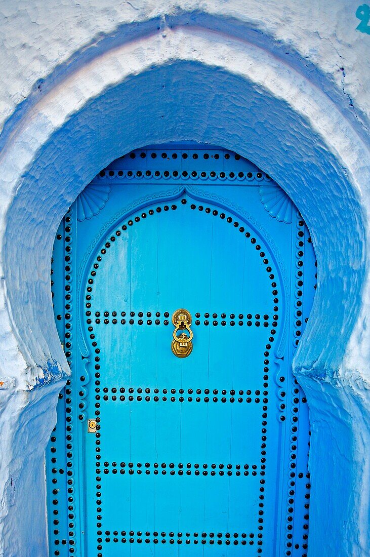 Door, Chefchaouen Rif region, Morocco.
