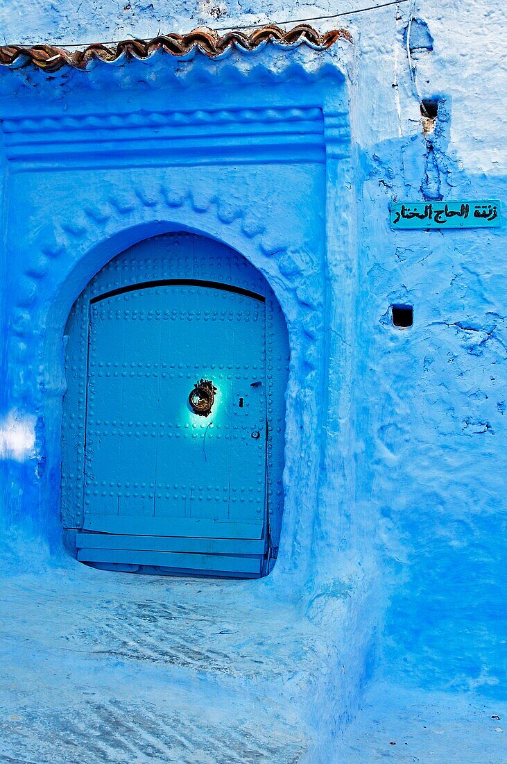 Door, Street, Chefchaouen Rif region, Morocco.
