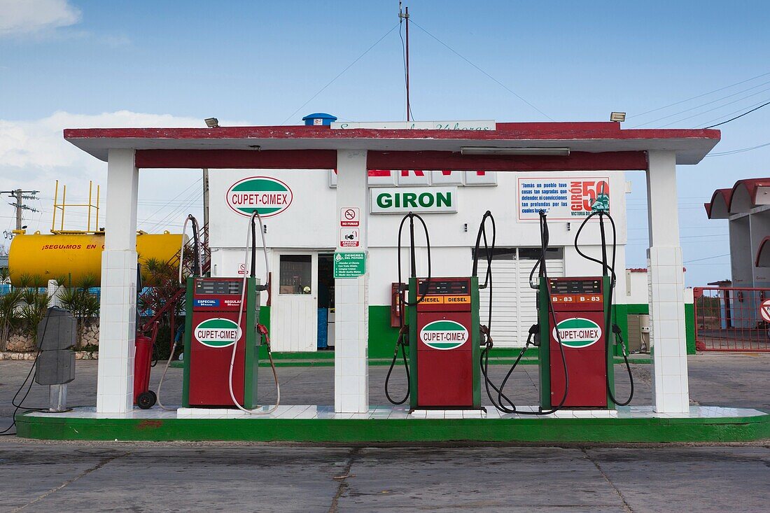 Cuba, Matanzas Province, Playa Giron, Servi-Cupet Cuban filling station