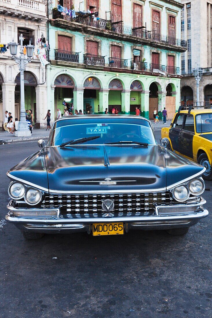 Cuba, Havana, Havana Vieja, detail of 1950s-era US car, 1959 Buick