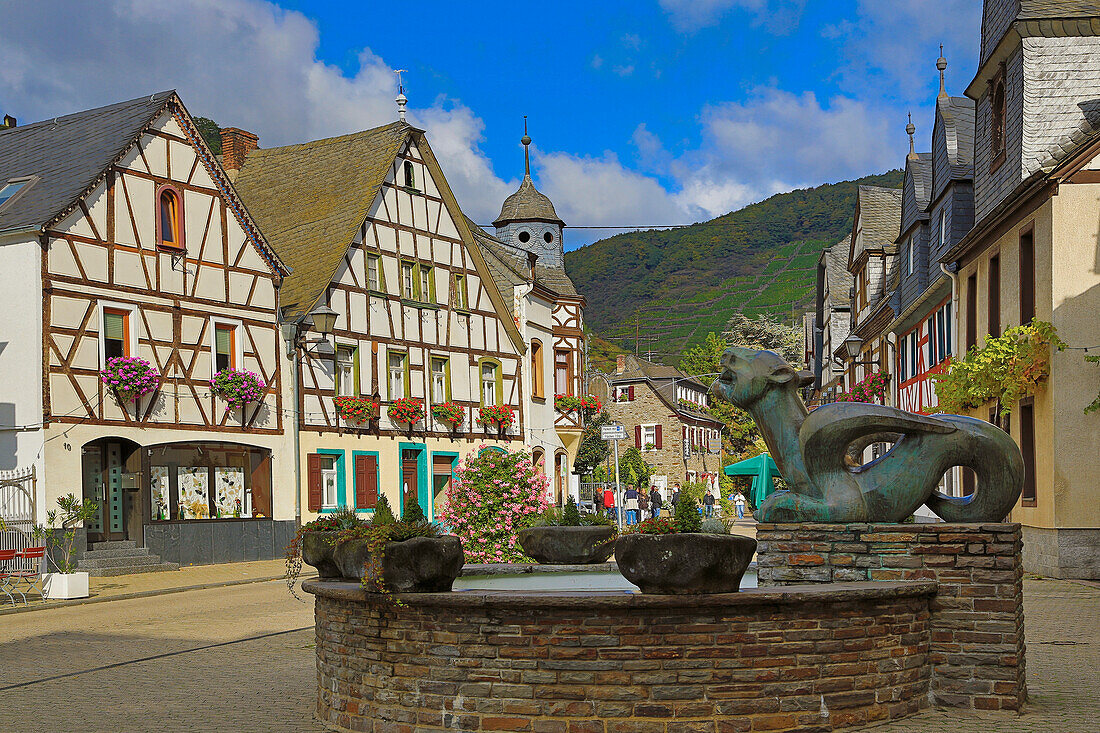 Market square in Kobern-Gondorf, Mosel, Rhineland-Palatinate, Germany, Europe