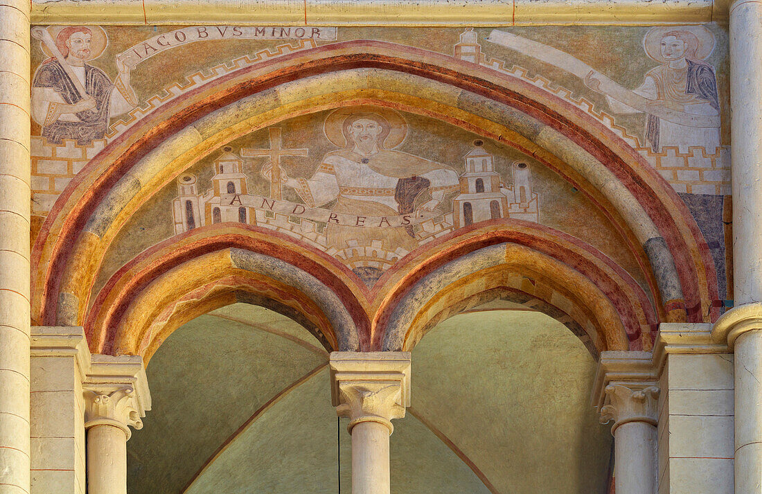Fresco inside Limburg cathedral, St. Georgs Cathedral, Limburg, Westerwald, Hesse, Germany, Europe